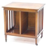 A late 19th/early 20thC mahogany Canterbury or folio stand, the rectangular top with a moulded edge,