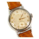 A Vintage International Watch Company stainless steel gentleman's wristwatch, with gilt Arabic