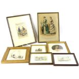 Miscellaneous prints, to include a signed etching of Karlskirche, a pair of golf related prints