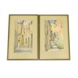 Bernardin Righetti (19th/20thC). Continental street scene, possibly Italy, watercolours, a pair,