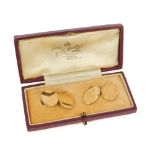 A pair of 9ct gold oval cufflinks, with Masonic emblems, 6.4g, cased.