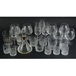 A quantity of cut glass, to include brandy glasses, champagne glasses, etc., two 19thC tumblers