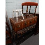 Various trunks, to include two tin trunks, two stools, etc., (a quantity).