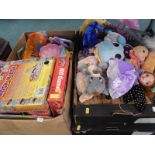 Various children's games, soft toys, etc. (4 boxes).