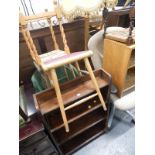 A collection of furniture to include a Lloyd Loom type chair, three stools, a modern office chair,