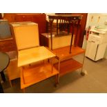 A collection of furniture, to include two corner fitting retro teak coffee tables, a 1970's teak