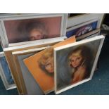 Miscellaneous pictures and prints, to include retro portraits of ladies by Louis Shabnel, (a
