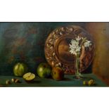 F. Buckley (19thC/20thC). Fruit still life, oil on canvas, signed and dated 1908, 29.5cm x 49.5cm.