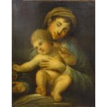 18thC Continental School. Mother and child, oil on canvas, 64cm x 50cm. Stencil mark verso 567 D.V.