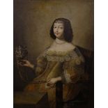 17thC Continental School. Portrait of a lady holding a censer, oil on canvas, 114cm x 90cm.