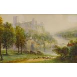 Albert Milton Drinkwater (fl.1880-1910). Old Castle, Richmond, watercolour, signed, gilt plaster