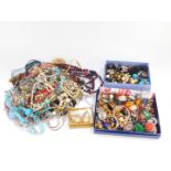 Costume jewellery, chiefly necklaces, beads and earrings. (quantity)