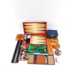 A backgammon set, cribbage board, travelling chess set, Solitaire, etc. (quantity)