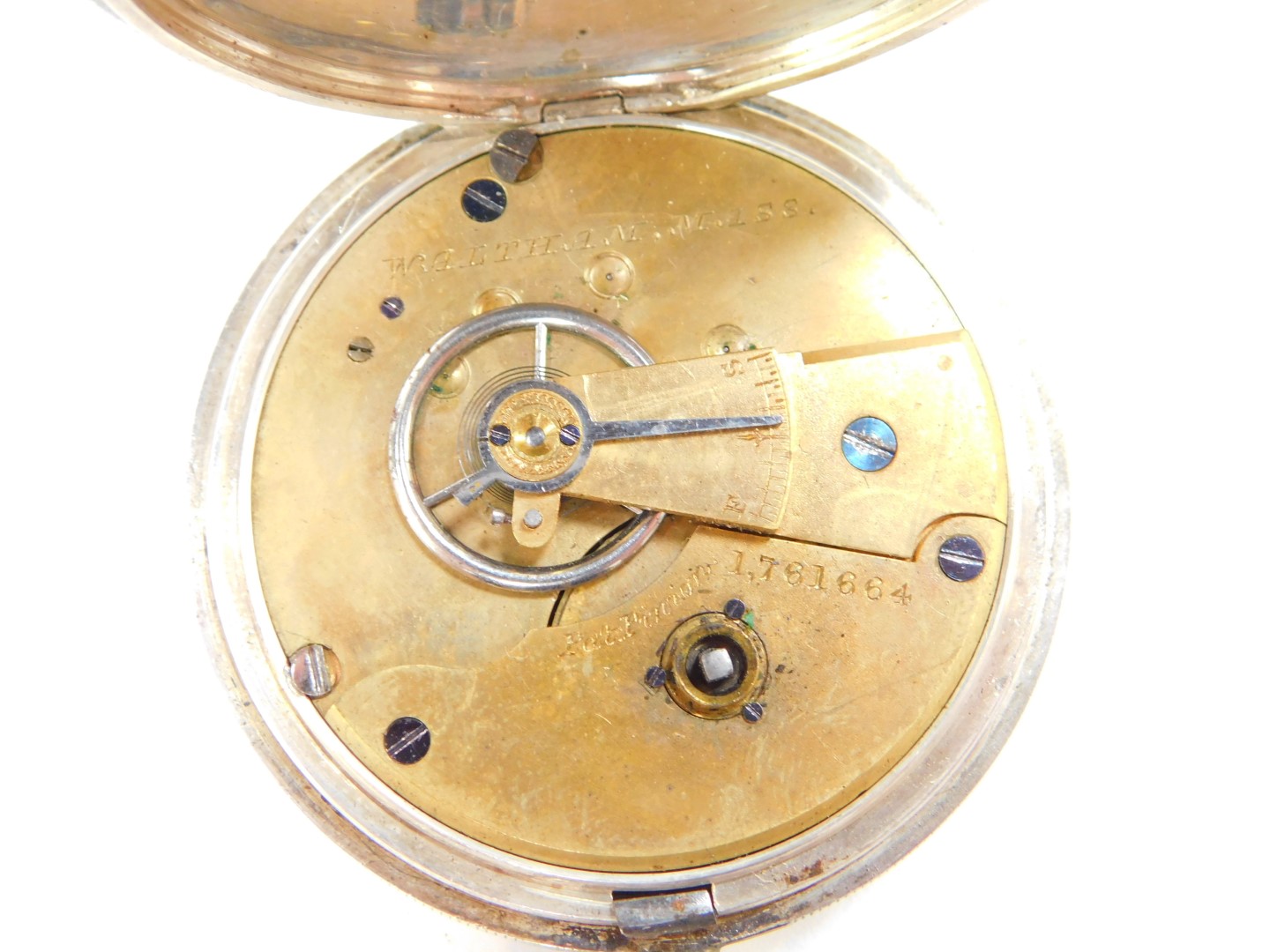 A Victorian gentleman's silver cased pocket watch, open faced, key wind, enamel dial bearing Roman - Image 3 of 3