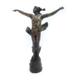 An NLC Company plated cast metal car mascot modelled as Mercury, with his arms out stretched,