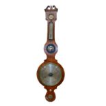 Tuxford of Boston, an early 19thC rosewood cased wheel barometer, with dry/damp dial and