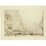 William Walcot R E (British 1874-1943). Fleet Street London, etching, signed, and dedicated by the