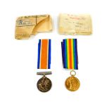 A pair of WWI medals, named to Pte F Mitcham, Lincolnshire Regiment 3921, comprising Great War and