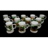 Twelve Hammersley porcelain The Game Bird tankards, by Maurice Pledger, for Danbury Mint, with