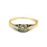 A rose cut diamond solitaire ring, set in yellow and white metal, approximately 0.3cts, size N, 1.