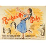 A 1957 film poster for Rockabilly Baby, starring Virginia Field, Douglas Kennedy et al, with Les