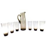 A Whitefriars 1960's grey glass lemonade set, comprising jug and six tumblers. (7)