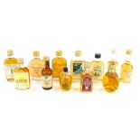 Miniature whisky bottles, comprising Highland Fusilier, White & Mackay Special, Dimple, Macallan