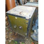 A Chatwoods of London metal safe, in army green and black, with single turn handle, with key, 71cm