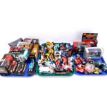 Maisto and other die cast and plastic scale models of motorbikes, some on named stands and boxed. (
