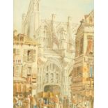 A Cardial (British, late 19thC). At Rouen, St Nicolas, watercolour, 46.5cm high, 26cm wide.