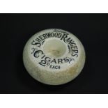 A Frank A Chatwin late 19thC stoneware match striker, printed in black, advertising 'Smoke