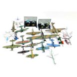 Die cast and plastic models of military and commercial aircraft, helicopters, etc., some with boxes.