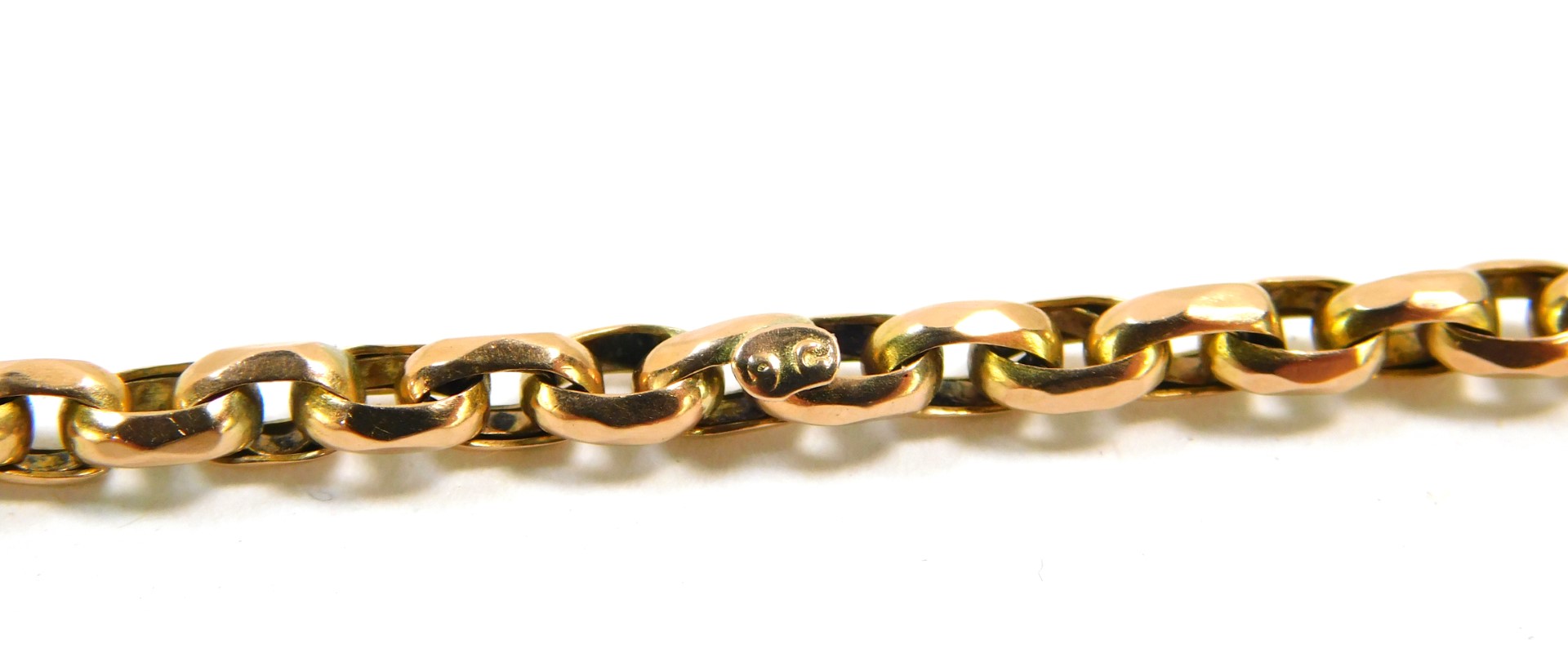 A 9ct gold belcher link long guard muff chain, 35.6g. - Image 3 of 3