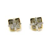 A pair of 9ct gold and diamond earrings in a square setting, approx 0.5cts, 1.4g gold, with