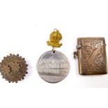 A George V silver vesta case, with foliate engraved decoration, banner reserve, Birmingham 1918, 0.