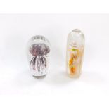 A cut glass jelly fish paperweight, 17cm high., together with a cut and frosted oblong glass, 18.5cm
