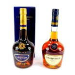 A bottle of Courvoisier Cognac, VSOP, 70cl boxed, and a further bottle of Courvoisier Cognac, VS