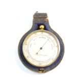 A Lilley & Son late 19thC brass cased pocket barometer, with a silvered dial, 47mm diameter.