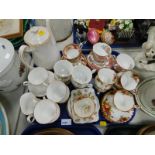 A Royal Albert porcelain part coffee service decorated in the Old Country Roses pattern, together