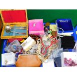 Silver and costume jewellery, including necklaces, brooches, etc., gold teeth, coins, and a baby's