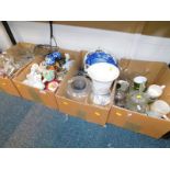 Ceramics and glassware, including table glasses, coffee wares, figures, etc. (4 boxes)