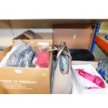 Lady's handbags, scarves, pink stiletto shoes and boots. (quantity)