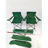 Two steel camping chairs, together with two North Western fishing rods. (4)