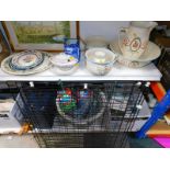 An early 20thC pottery wash set, comprising wash jug and bowl, two chamber pots, soap dish, and