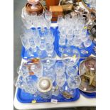 Cut and pressed glass ware, to include champagne flutes, spirit glasses, wine glasses, tumblers,