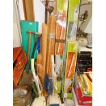Assorted garden tools, two hoovers, bamboo blinds, Eco heaters. (quantity)