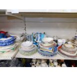Pottery and porcelain, including Dujardin Imperial ashtrays, delft ware dishes and plates, tea