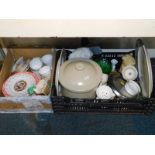 A ceramic bread bin, Royal Commemorative ribbon plates, Colclough part tea service and sundry