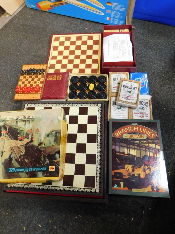 Games to include puzzles, chess sets, etc., wooden boat, Flash Gordon DVDs, etc. (5 boxes) - Image 7 of 11