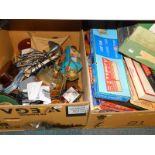 Board games, boat model, scales, household effects, etc. (2 boxes)